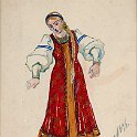 Custume design for Puskin play (Girl) 1946 gouache 32x22